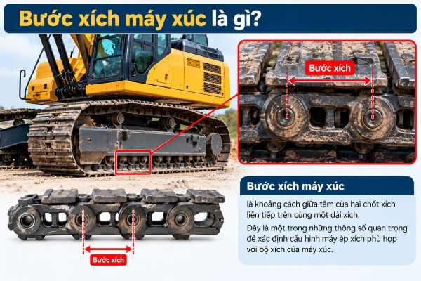 Bước xích máy xúc là gì?
