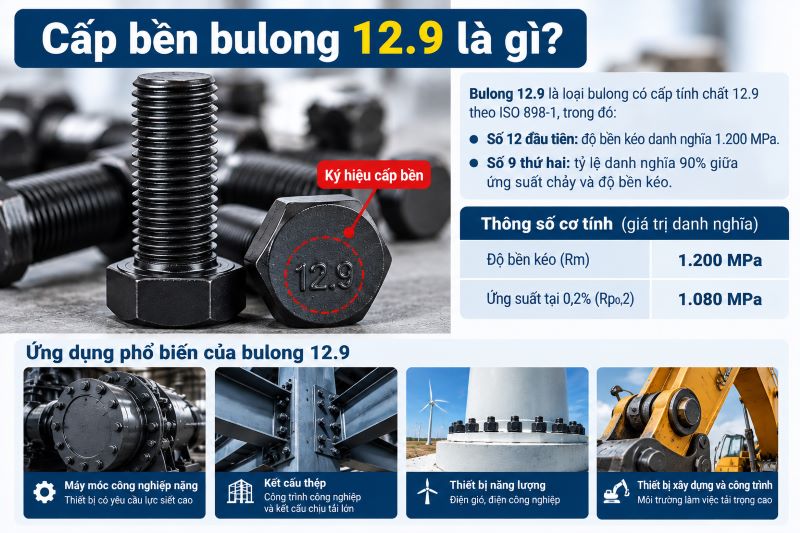 Cấp bền bulong 12.9 là gì?