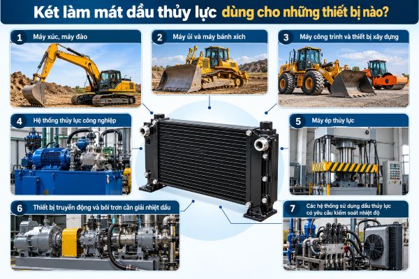 Két làm mát dầu thủy lực dùng cho những thiết bị nào?