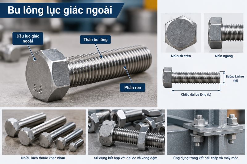 Bulông lục giác ngoài